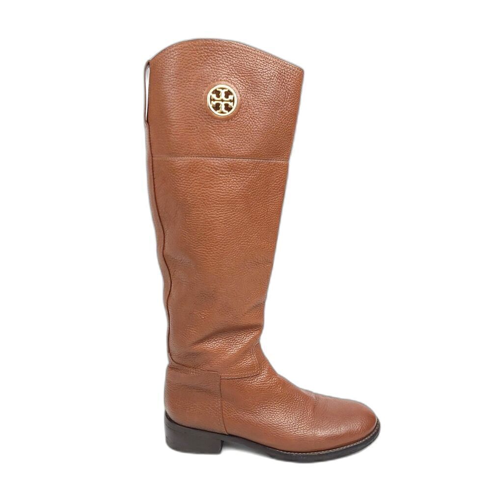 Tory Burch Junction Chestnut Pebbled Brown Leather Equestrian Riding Boots 7